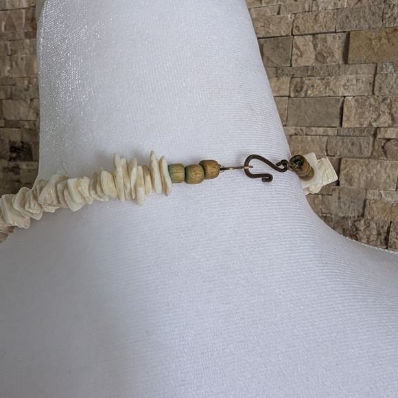 Vintage Cream White and Pink Shell Chip Puka Necklace Choker Beachy Boho 80s - Picture 3 of 7